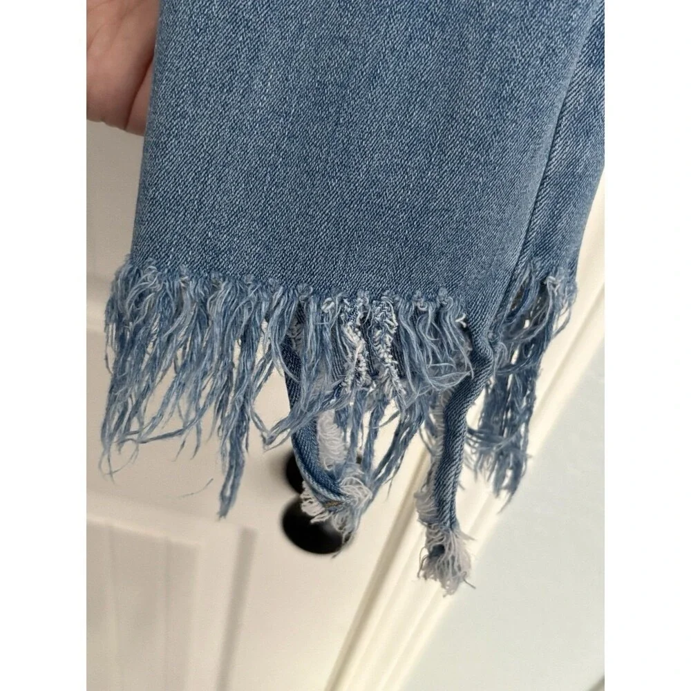 We The Free Twenty Eight Jeans Women 28 Blue Distressed Fringe Hem